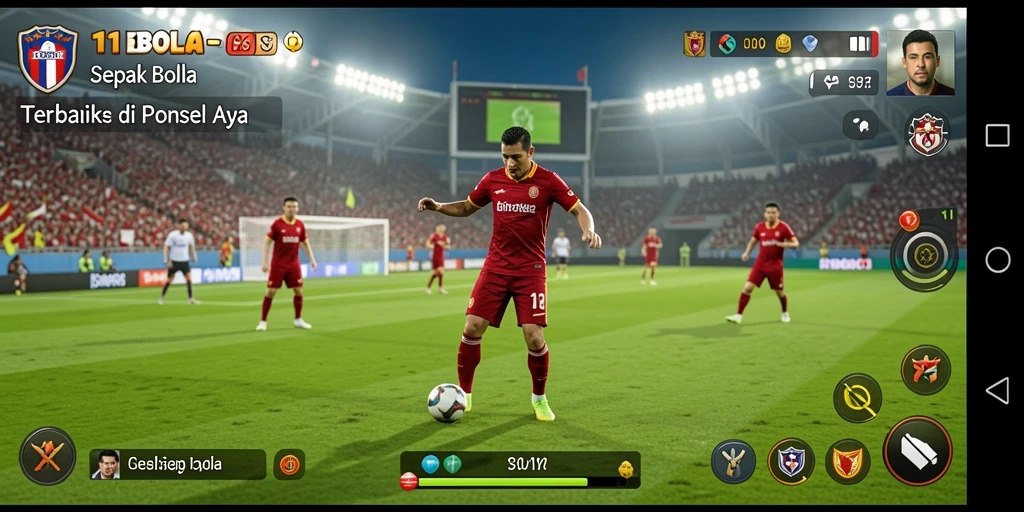 Screenshot gameplay 11BOLA menampilkan aksi seru di lapangan sepak bola.