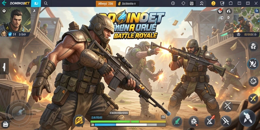 Tampilan aksi mendebarkan dalam gameplay Battle Royale DOMINOBET.