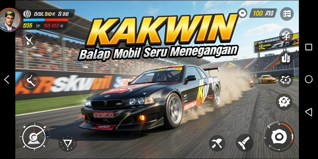Tampilan gameplay KAKWIN yang seru dan menegangkan saat balapan.
