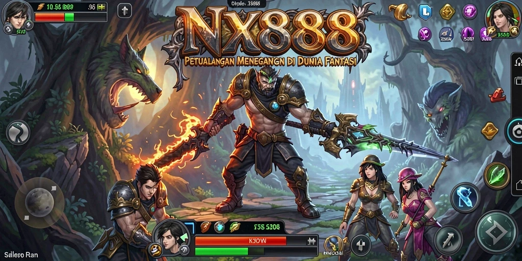 Screenshot gameplay NX888 menampilkan karakter berjuang di dunia petualangan yang menakjubkan.