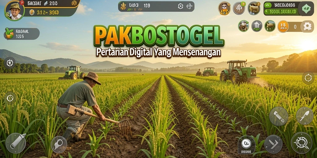 Screenshot PAKBOSTOGEL menunjukkan keseruan gameplay pertanian yang interaktif.