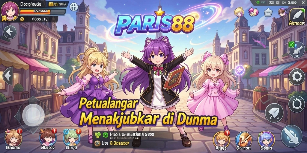 Tampilan gameplay yang mengesankan dari PARIS88 dengan karakter anime.