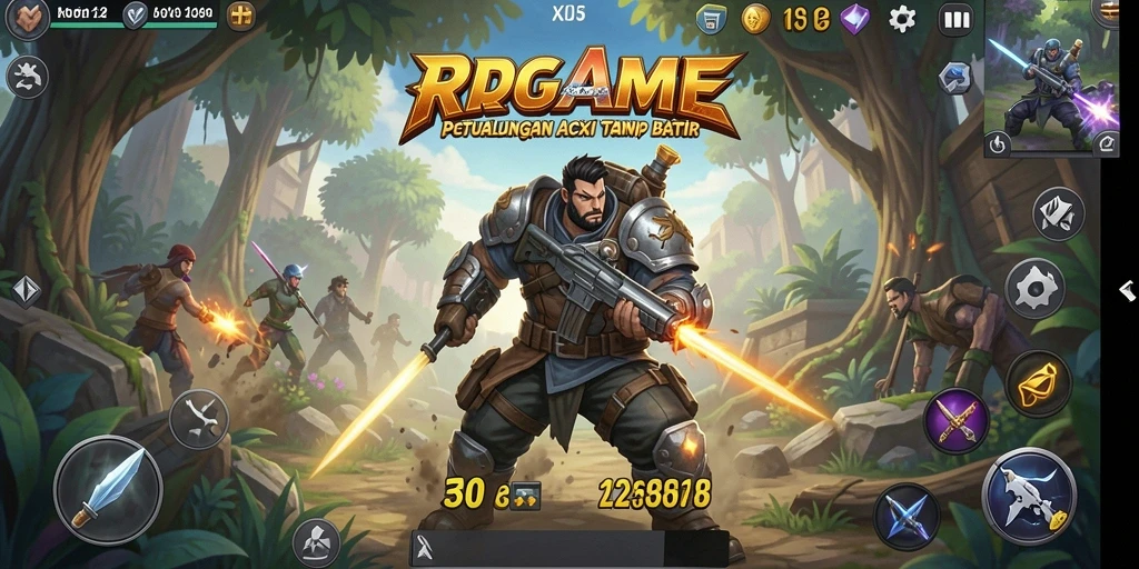 Tampilan intens pertempuran RPGAME yang memukau dan mendebarkan.