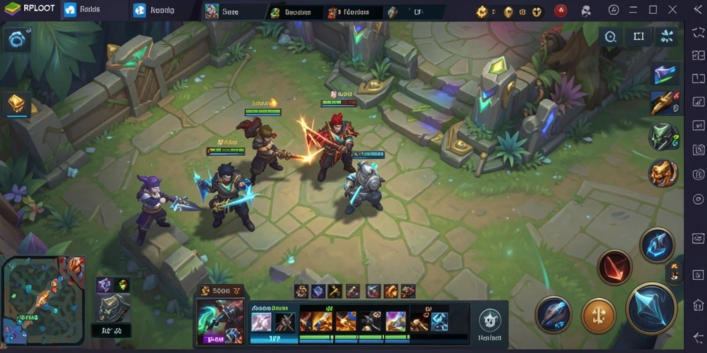 Screenshot aksi pertempuran seru dalam gameplay MOBA.