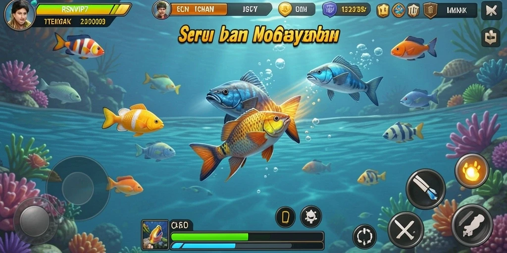 Gameplay seru dari RSNVIP7 saat menangkap ikan.