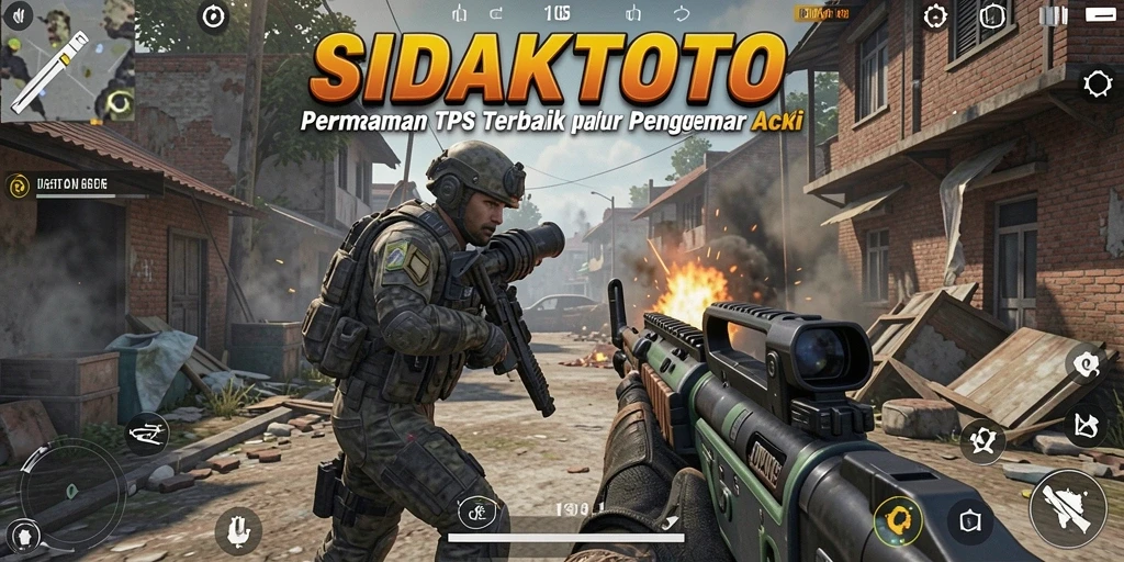 Tangkapan layar utama menunjukkan aksi seru dalam gameplay TPS.